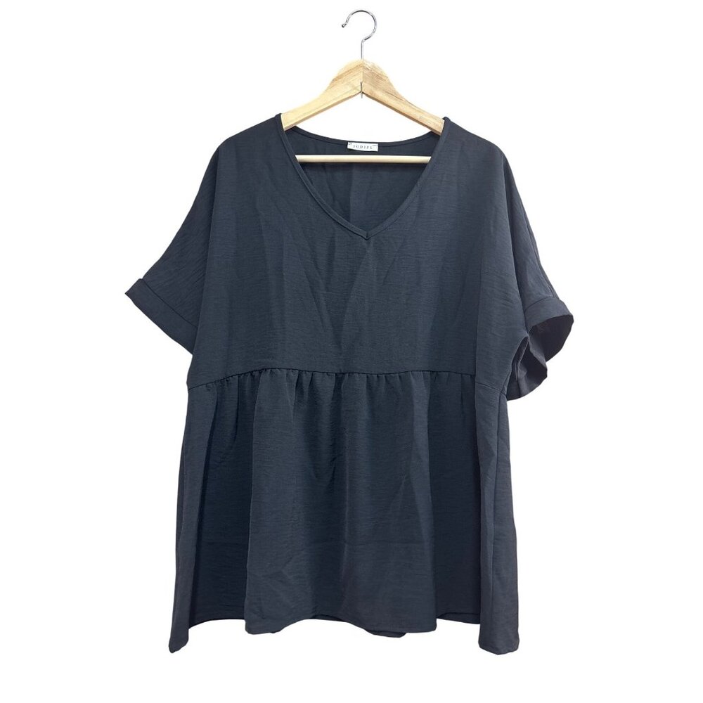 Jodifl Black V-Neck Loose Fit Tunic L